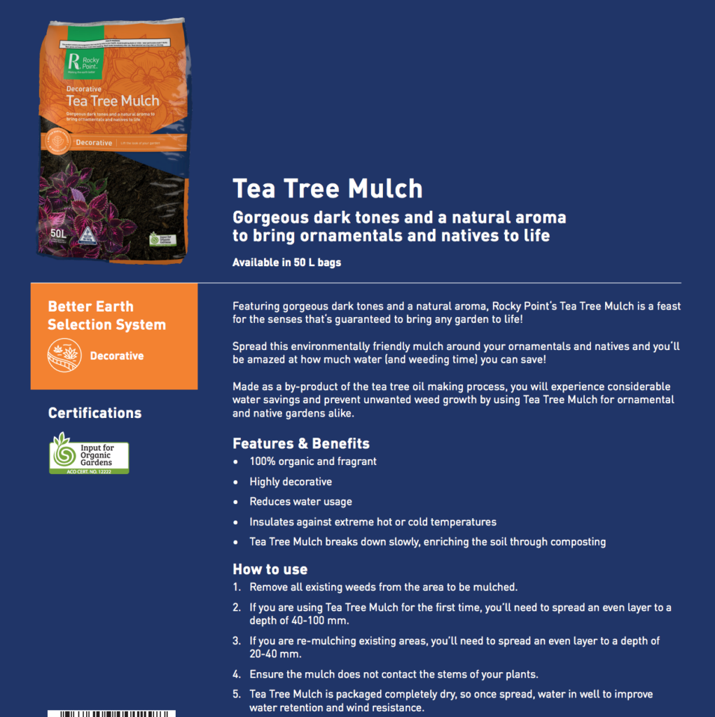 Tea Tree Mulch Coastal Sand & Soil